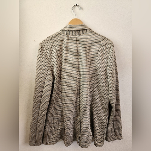 Maeve Anthropologie Women's Collegiate Knit Blazer Brown Tan Plaid XL NWT - Picture 8 of 12
